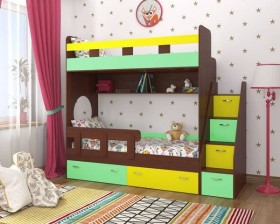 Детская двухъярусная кровать Юниор-1 Белый/Синий Распродажа в Саратове - saratov.katalogmebeli.com | фото 4