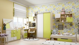 Детская комната Эппл (Зеленый/Белый/корпус Клен) в Саратове - saratov.katalogmebeli.com | фото