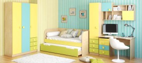 Детская комната Смайли (Желтый/Голубой/Зеленый/корпус Клен) в Саратове - saratov.katalogmebeli.com | фото