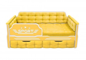 Кровать 160 серии Спорт 2 ящика 74 Жёлтый (мягкие боковые накладки) в Саратове - saratov.katalogmebeli.com | фото