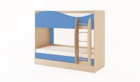 Кровать 2-х ярусная с ящиками (Беленый дуб/Синий) в Саратове - saratov.katalogmebeli.com | фото