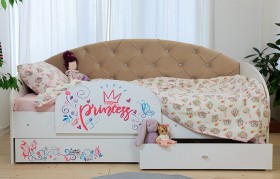 Кровать детская Эльза с бортиком Принцесса Белый/Бежевый в Саратове - saratov.katalogmebeli.com | фото
