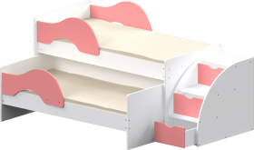Кровать детская Матрешка выкатная с лестницей  Белый/Розовый в Саратове - saratov.katalogmebeli.com | фото