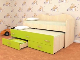 Кровать детская Нимфа двухместная 2.0 Дуб молочный/Лайм в Саратове - saratov.katalogmebeli.com | фото