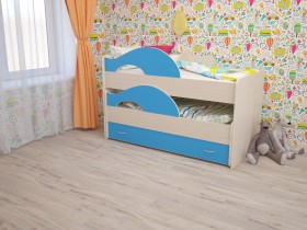 Кровать детская Радуга 1600 Млечный дуб/Голубой в Саратове - saratov.katalogmebeli.com | фото