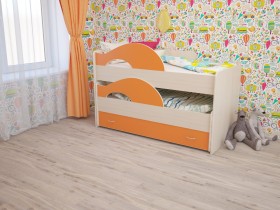 Кровать детская Радуга 1600 Млечный дуб/Оранжевый в Саратове - saratov.katalogmebeli.com | фото