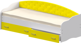 Кровать Софа-7 с мягкой спинкой (800х2000) Белый/Желтый в Саратове - saratov.katalogmebeli.com | фото