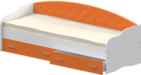 Кровать Софа-7 с мягкой спинкой (800х2000) Белый/Оранжевый в Саратове - saratov.katalogmebeli.com | фото
