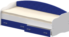 Кровать Софа-7 с мягкой спинкой (800х2000) Белый/Синий в Саратове - saratov.katalogmebeli.com | фото