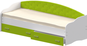 Кровать Софа-8 с мягкой спинкой (900х2000) Белый/Лайм в Саратове - saratov.katalogmebeli.com | фото