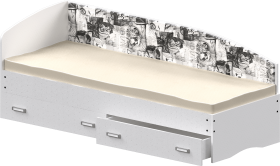 Кровать Софа-9 с мягкой спинкой с рисунком Милана (900х2000) Белый в Саратове - saratov.katalogmebeli.com | фото