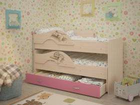 Кровать выкатная Радуга-Сафари детская 1600 Млечный дуб/Розовый в Саратове - saratov.katalogmebeli.com | фото