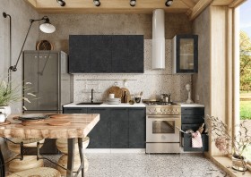 Кухонный гарнитур Нувель 1800мм белый/бетон черный в Саратове - saratov.katalogmebeli.com | фото