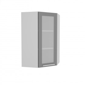 Квадро ВПУС 550 шкаф верхний угловой со стеклом высокий (Железо/корпус Серый) в Саратове - saratov.katalogmebeli.com | фото