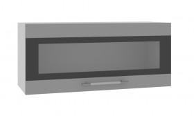 Норд ШВГС 800 Шкаф верхний горизонтальный со стеклом (Софт черный/корпус Белый) в Саратове - saratov.katalogmebeli.com | фото